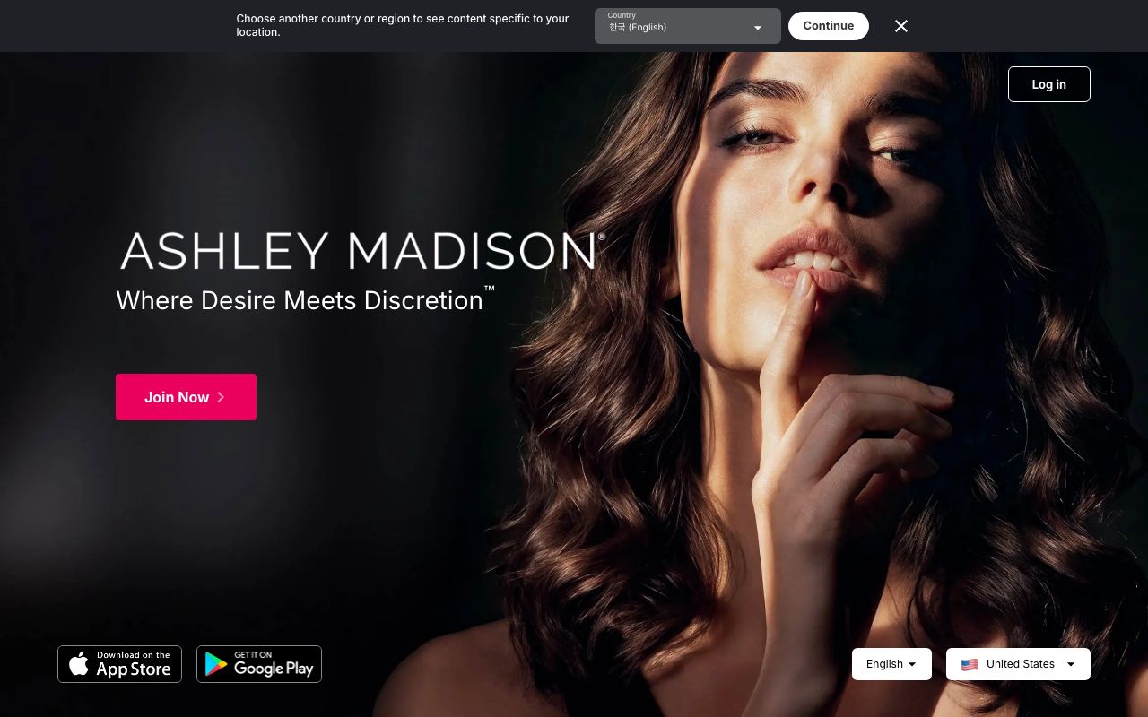 Ashley Madison homepage