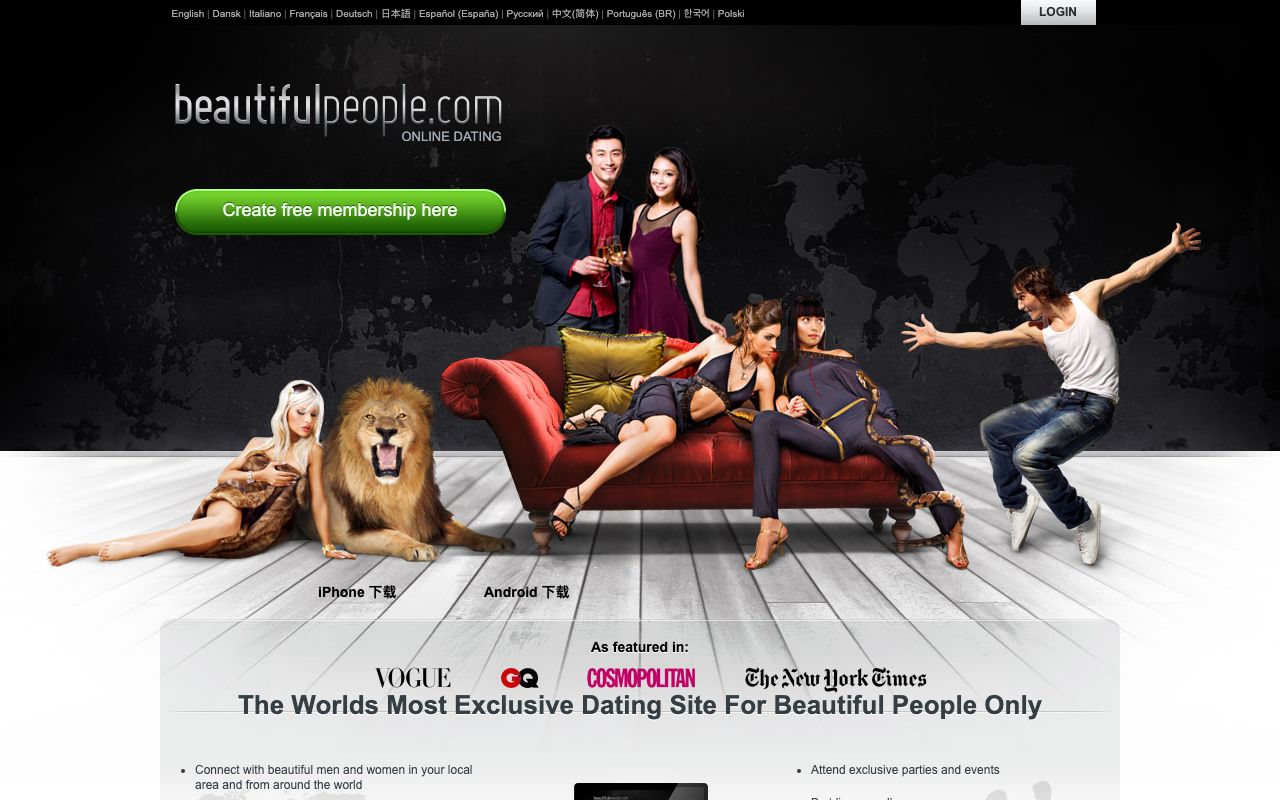 BeautifulPeople homepage