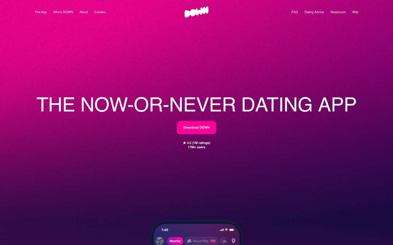 Down homepage