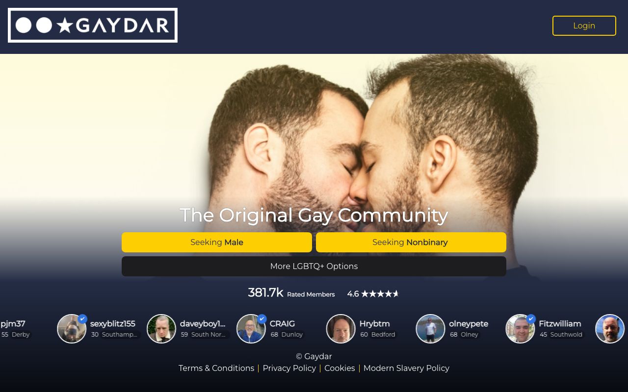 Gaydar homepage