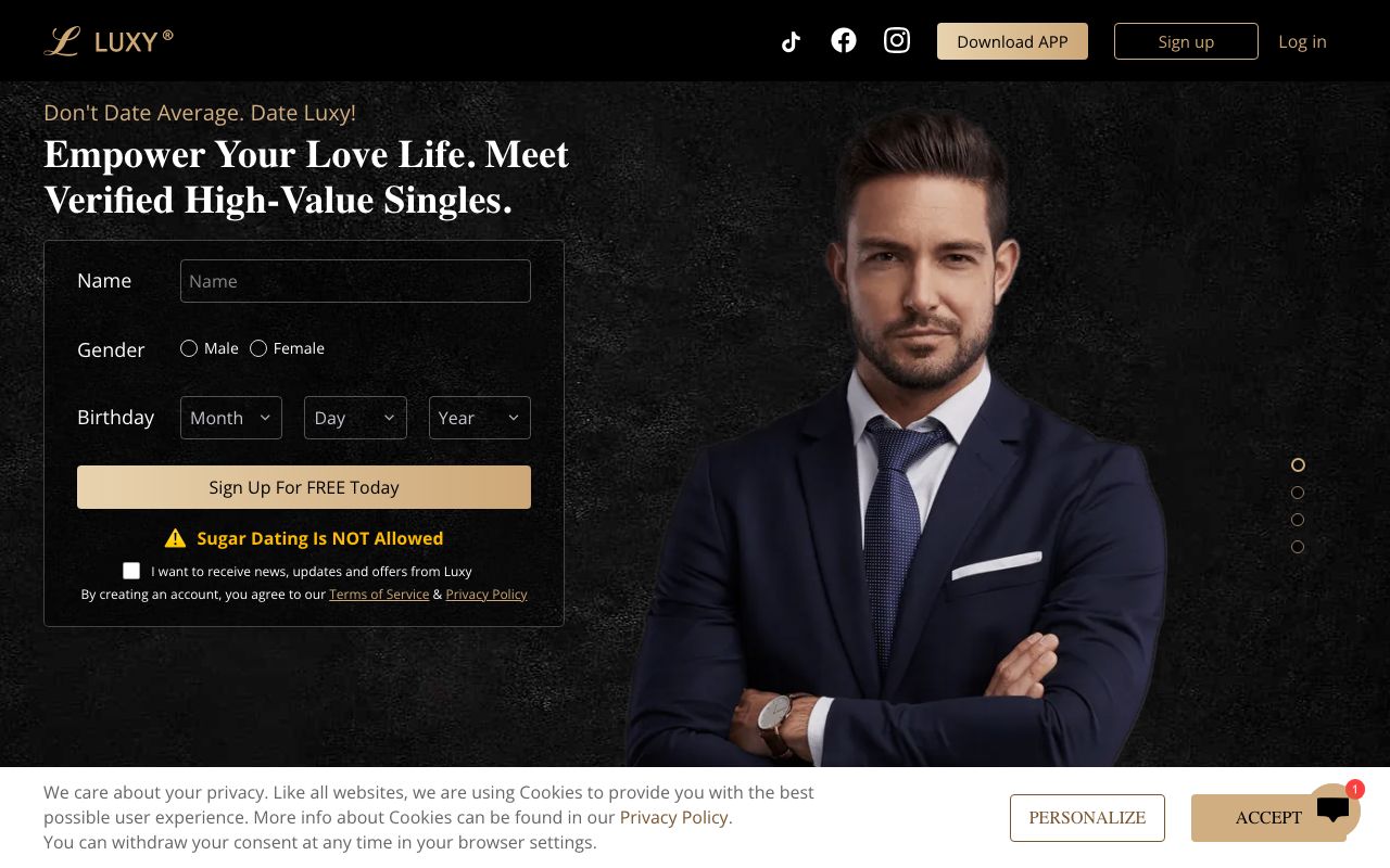 Luxy homepage