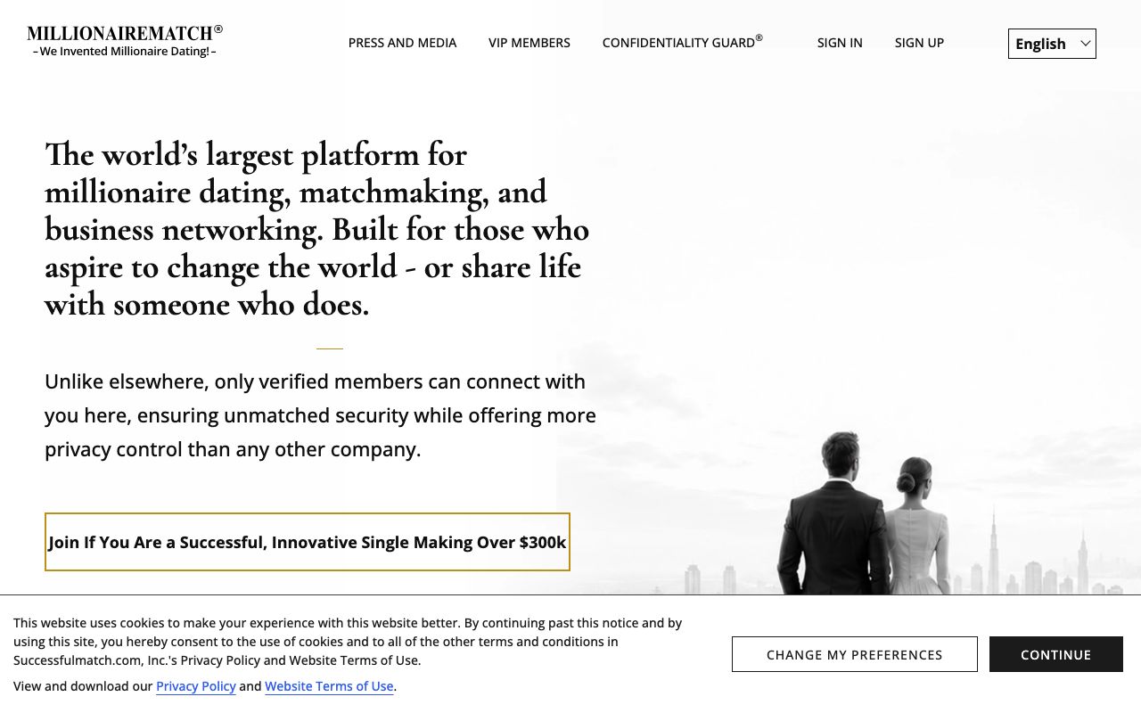 MillionaireMatch homepage