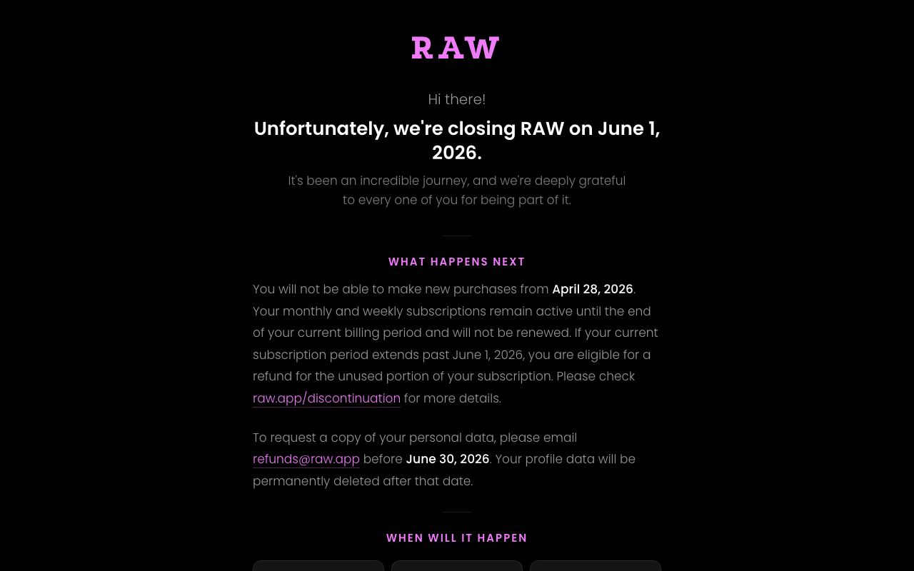 RAW homepage