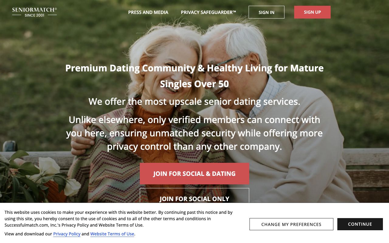 SeniorMatch homepage